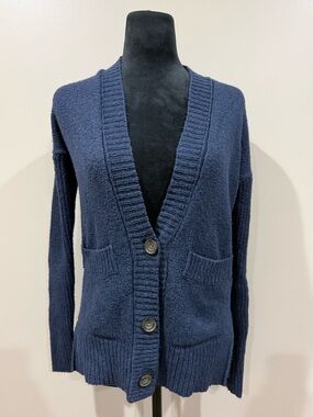 Hollister Navy Blue Y2K Boyfriend Cardigan Sweater